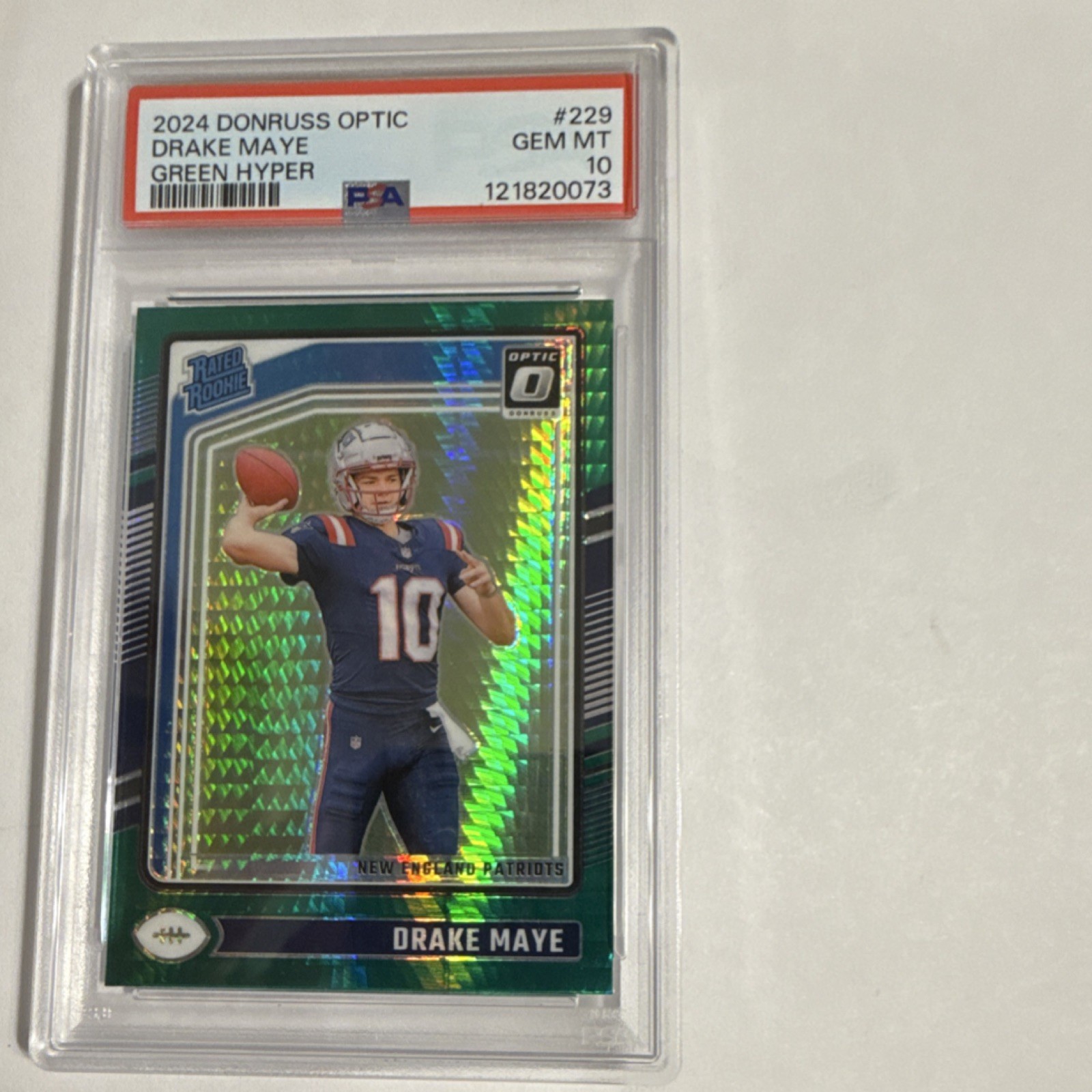 2024 Panini Donruss Optic Drake Maye #229 Green Hyper Patriots PSA 10