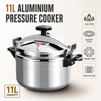 11L Aluminium Pressure Cooker Quick Explosion-Proof with Lid Latch Indicator UK