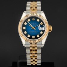 Rolex Lady-Datejust Gold Steel Blue Vignette Diamond 179173 Jubilee - Pre-owned