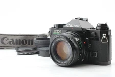 [Near MINT w/Hood] Canon AE-1 Program Black 35mm SLR NFD 50mm F1.4 From JAPAN