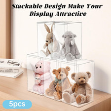 5 PCS Plastic Display Case Box Compatible with Beanie Baby ,Foldable Crystal ...