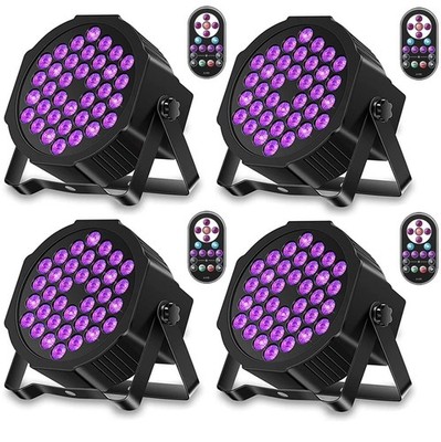 U`King 36LED Black Lights, 72W UV Blacklights Stage Lights with Glow 4 Packs