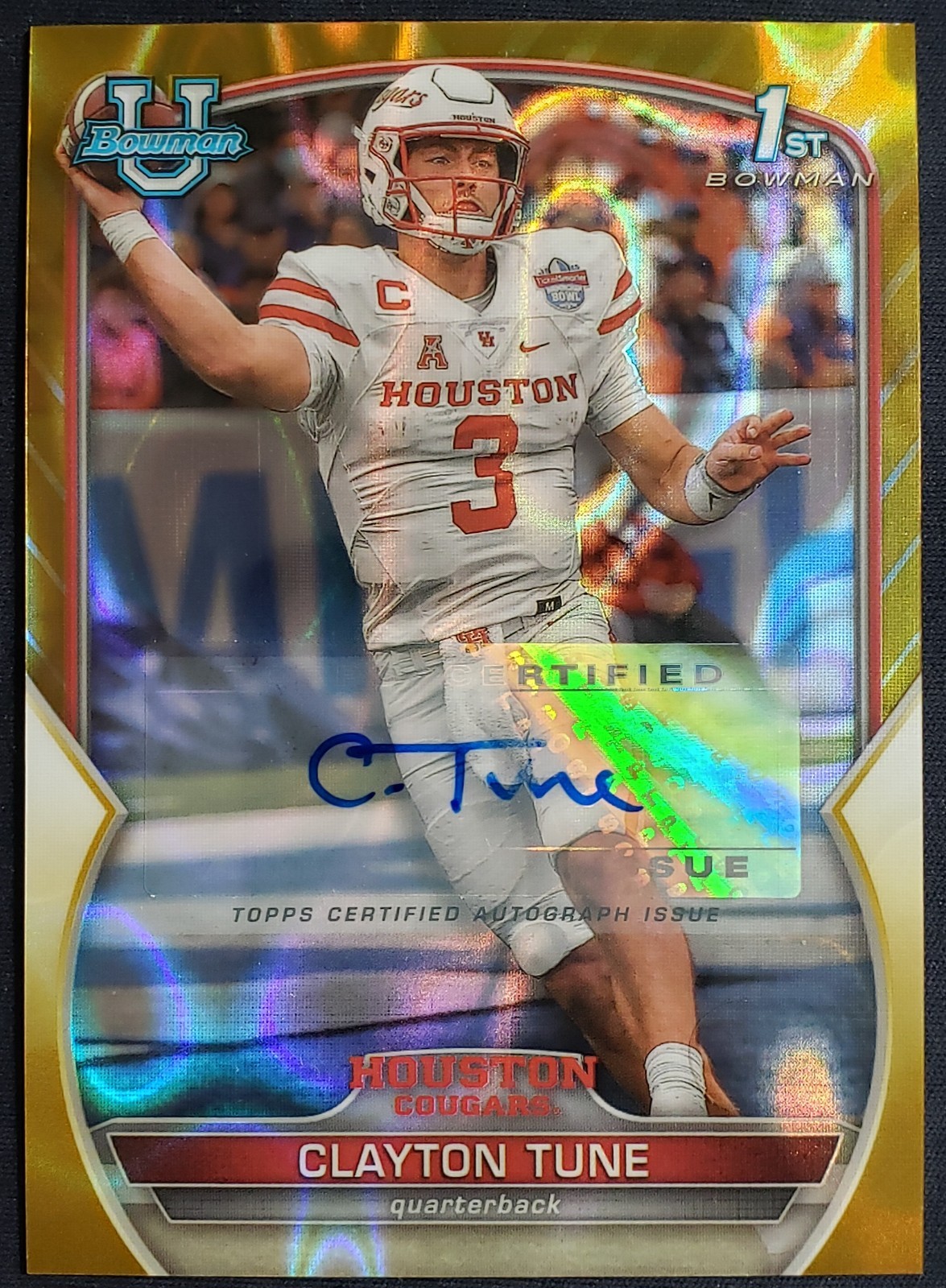 2022-23 Bowman Chrome U CLAYTON TUNE 1st GOLD LAVA REFRACTOR AUTO /50 Cardinals