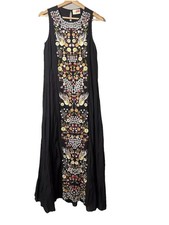 Anthropologie Samant Chauhan Floral Embroidered Tiered Maxi Dress Women's 0 (XS)