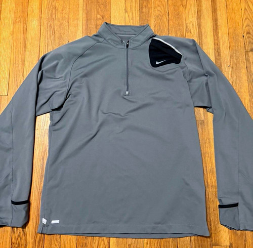 Nike Dri-FIT Men’s Gray 1/4 Zip Long Sleeve Mock Neck Pullover L
