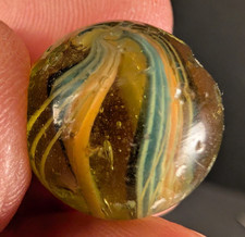 Vintage German Latticinio Core Swirl Marble Glass .716"  4 colors 