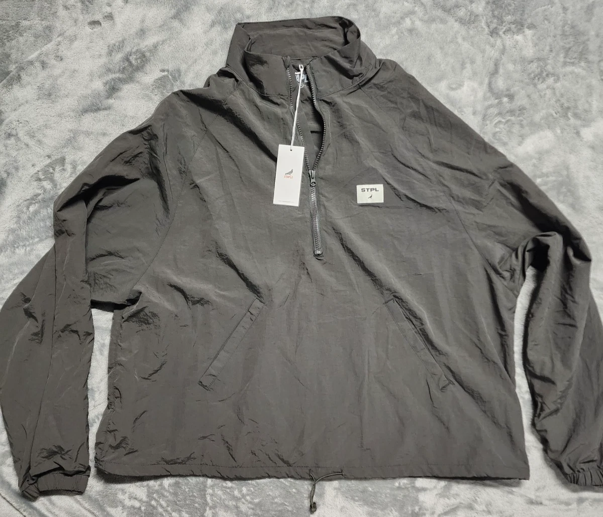 Staple Black Lightweight Windbreaker Men's Jacket XL Logo Zipper Patch Accents