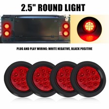 4x Clearance Trailer Truck 2.5 inch round tail Lights Red 13 LED Side Marker