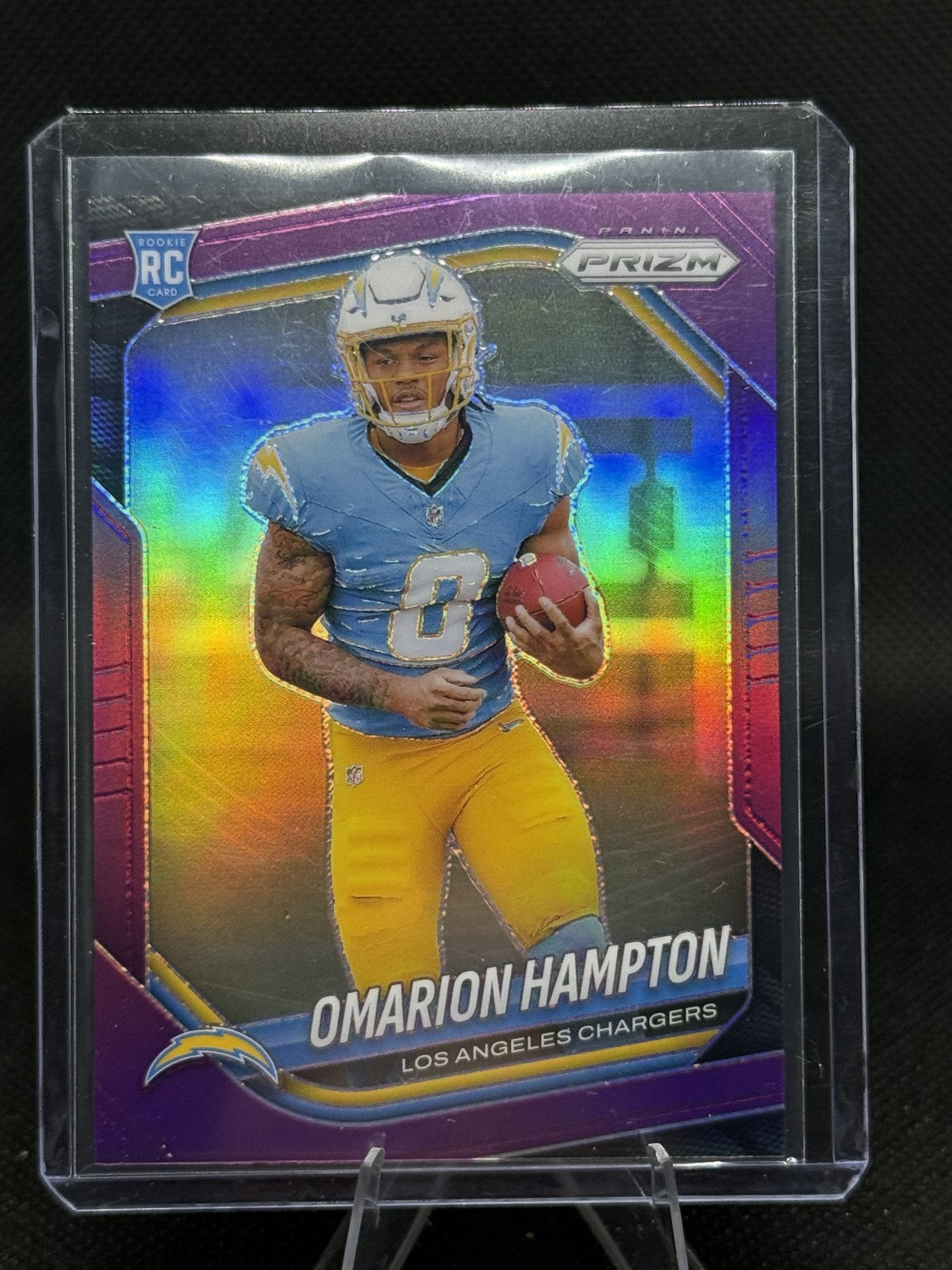 2025 Panini Prizm - Rookies Omarion Hampton #355 Purple Prizm /125 (RC)