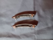 Pair Of Vintage Lucite Plastic Tortoise Hair Barrettes Clips Made In Taiwan