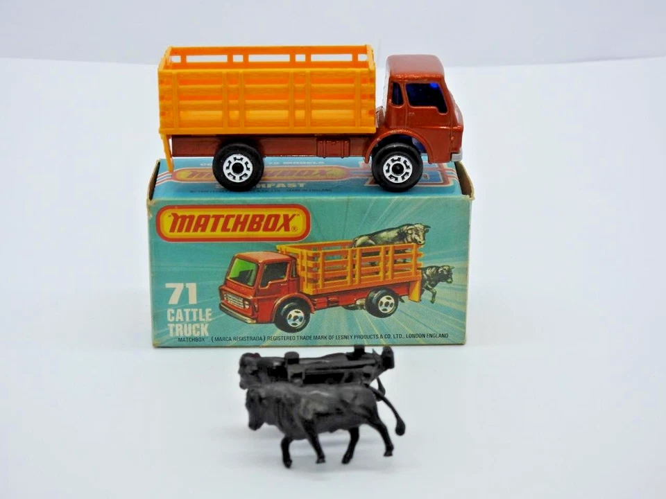 Matchbox Lesney 1976-81 No.71 Bronzo Camion Trasporto Bestiame Nuovo K Tipo Box - Immagine 4 di 4