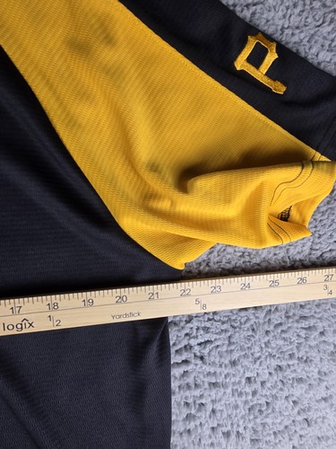 Pittsburgh Pirates Shirt Mens Large Black Yellow MLB Baseball Majestic Cool Base - Picture 7 of 7