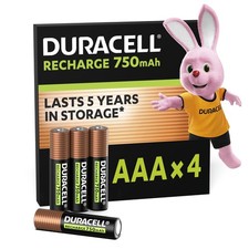 Duracell AAA Rechargeable Batteries (Pack of 4) 750 mAh NiMH 1000 cycles pre- 12.44 per battery