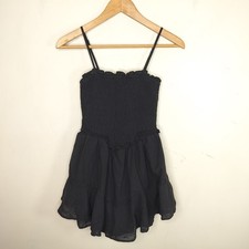 American Eagle Smocked Romper Mini Dress Size XS Black Embroidered