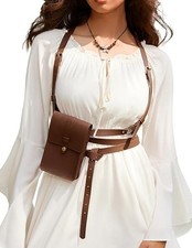 Renaissance Belt Pouch Women Pirate Accessories Body Harness Belt Waist Camel