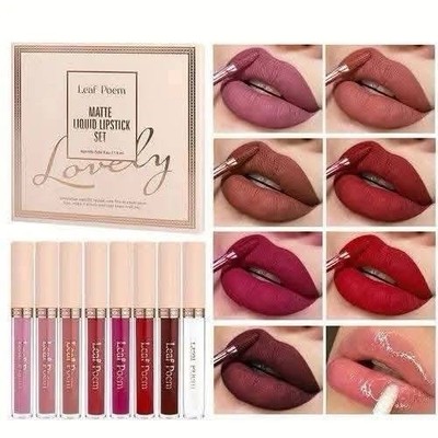 LEAF POEM HIGH PIGMENT LOVELY MATTE LIQUID LIPSTICK 8ct SET NEW IN BOX UNOPENED