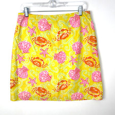 Vintage Y2K Lilly Pulitzer Skirt Size 10 Crab Shell Beach Print Cotton Summer I