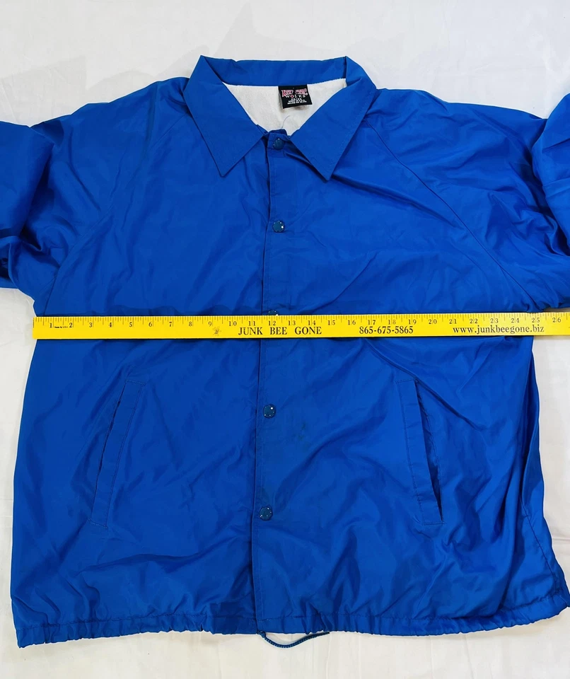 Vintage Athletic Works Jacket Mens 2XL Blue Windbreaker Lined Made in USA 90s - Image 4 of 4