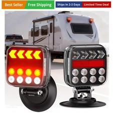 Wireless Trailer Lights Magnetic Kit, Portable LED Tow Lights with Waterproo...