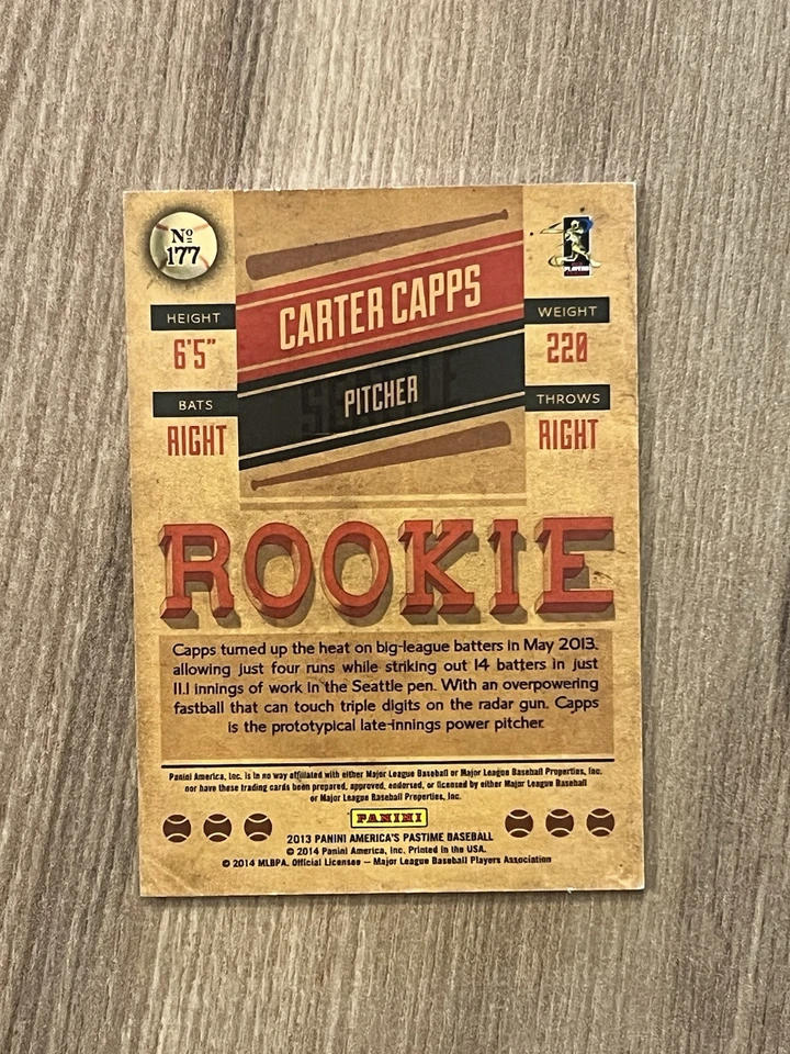 2013 Panini America's Pastime Carter Capps /10 #177 Rookie Card - Image 3 of 4