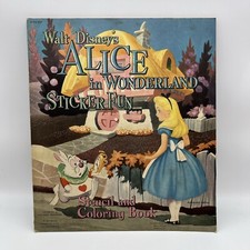 1951 Vintage Walt Disney's Alice in Wonderland Sticker Fun Stencil Coloring Book