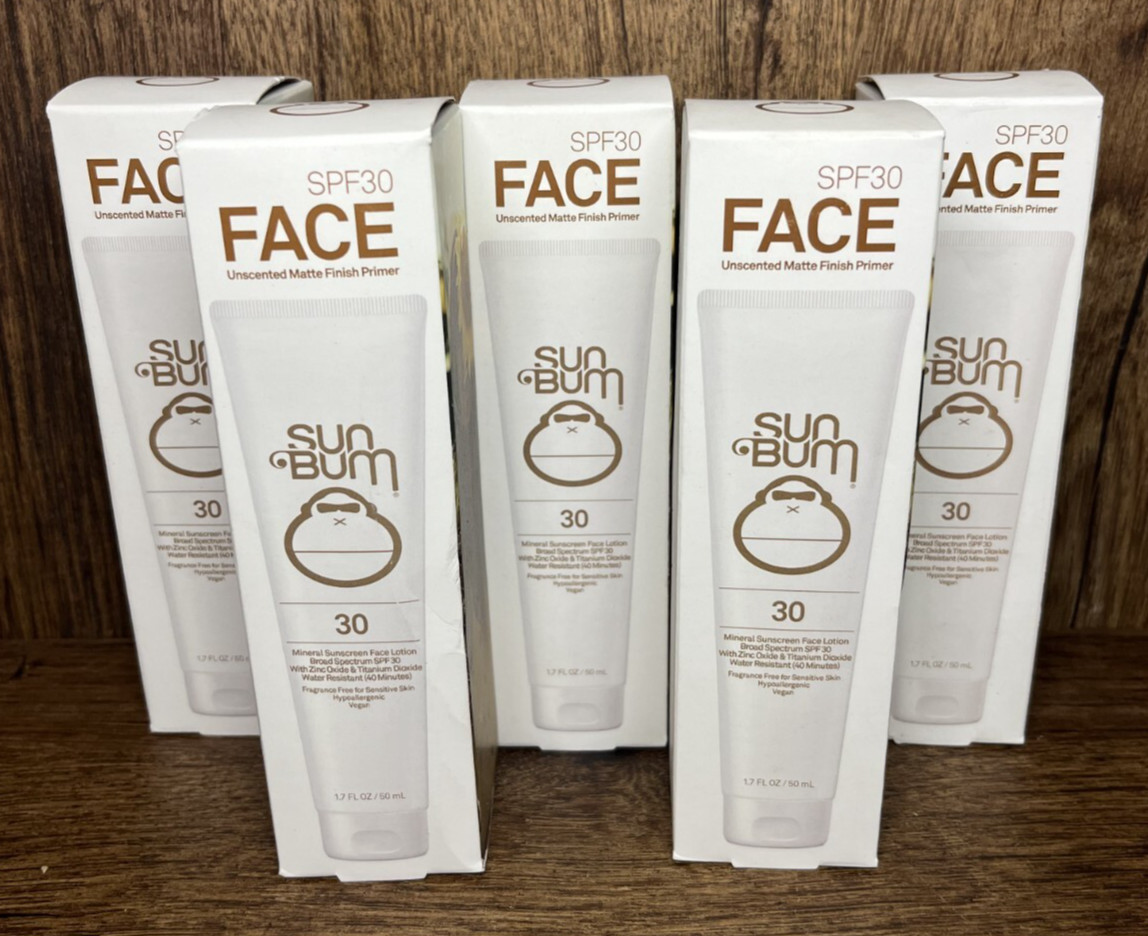 NEW (Lot of 5) Sun Bum Mineral SPF 30 Sunscreen 1.7oz Face Lotion exp 12/2024
