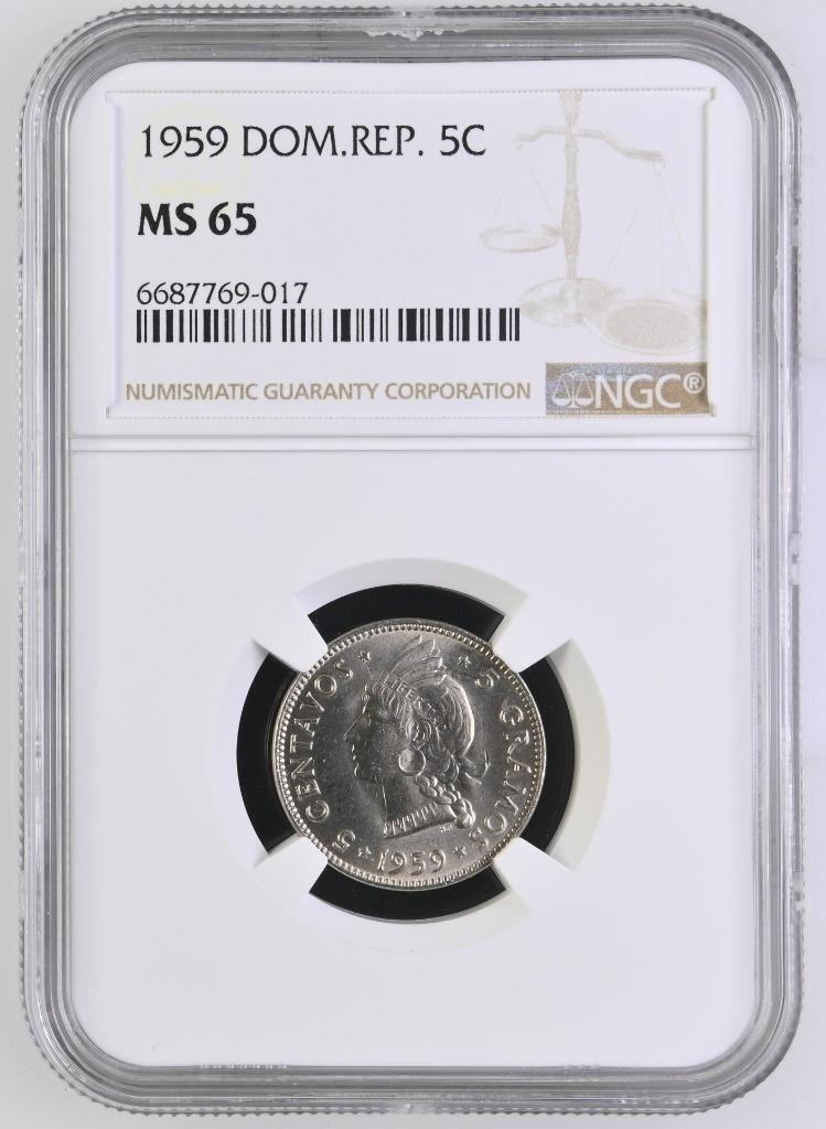Dominican Republic 5 Centavos 1959 NGC MS 65