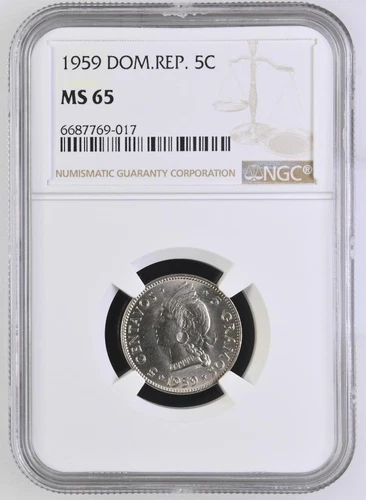 Dominican Republic 5 Centavos 1959 NGC MS 65