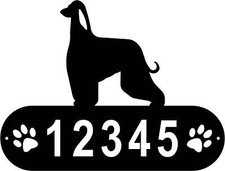 Afghan Hound Dog PAWS House Address Sign or Name Plaque - Made in USA