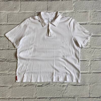 PRADA Womens White 100% Cotton Polo T-Shirt Size 3XL