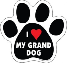 I HEART MY GRAND DOG CUTE DOG PAW PRINT Fridge Car Magnet 5"x5" LARGE SIZE NEW