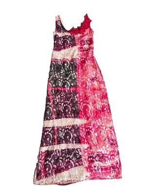 VTG Save The Queen Maxi Dress Pink Purple Lace Crochet Sheer Art Wear M L 8  | eBay