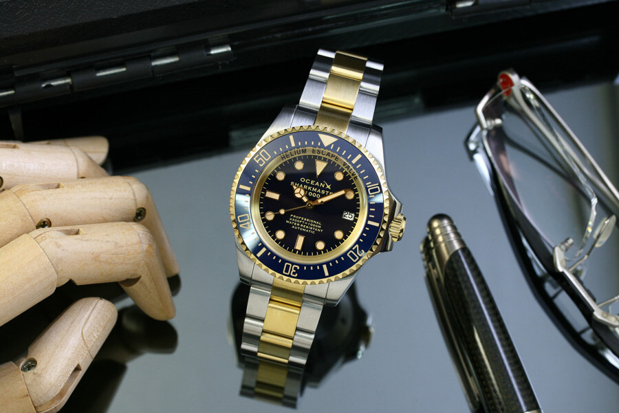 OceanX Sharkmaster 1000 Automatic Men's Diver Watch 44mm Blue Dial