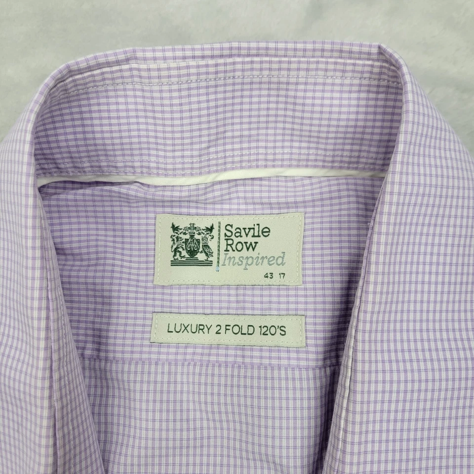 Savile Row Shirt Mens 43/17 Dress Oxford Button Up Luxury 2 Folds 120 Adult XL - Image 4 of 4