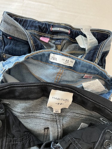 Lot 3 ZARA, TOMMY HILFIGER, HABITUAL GIRL Girls Blue/Black Jeans Sz 4-5Y - Picture 3 of 3