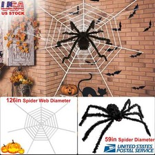 Halloween 49inch Huge Spider with Spider Web Indoor Party Outdoor Scary Decor US