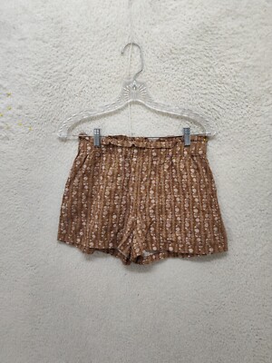 Brixton Women Shorts Small Brown Linen Blend Balboa Floral Paperbag Earthy Boho