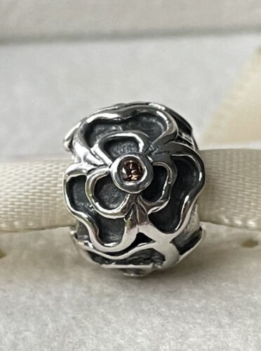PANDORA Sterling Silver Brown Posy Bead Charm - Picture 1 of 3