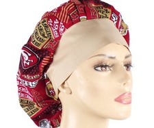 Scrub Hats 49ers San Fransisco Fabric--Bouffant Surgical Scrub Hat-NFL