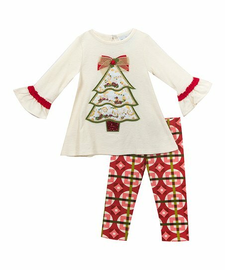 RARE EDITIONS PC Set Christmas Tree Tunic, Art Deco Leggings, NWT, 24M