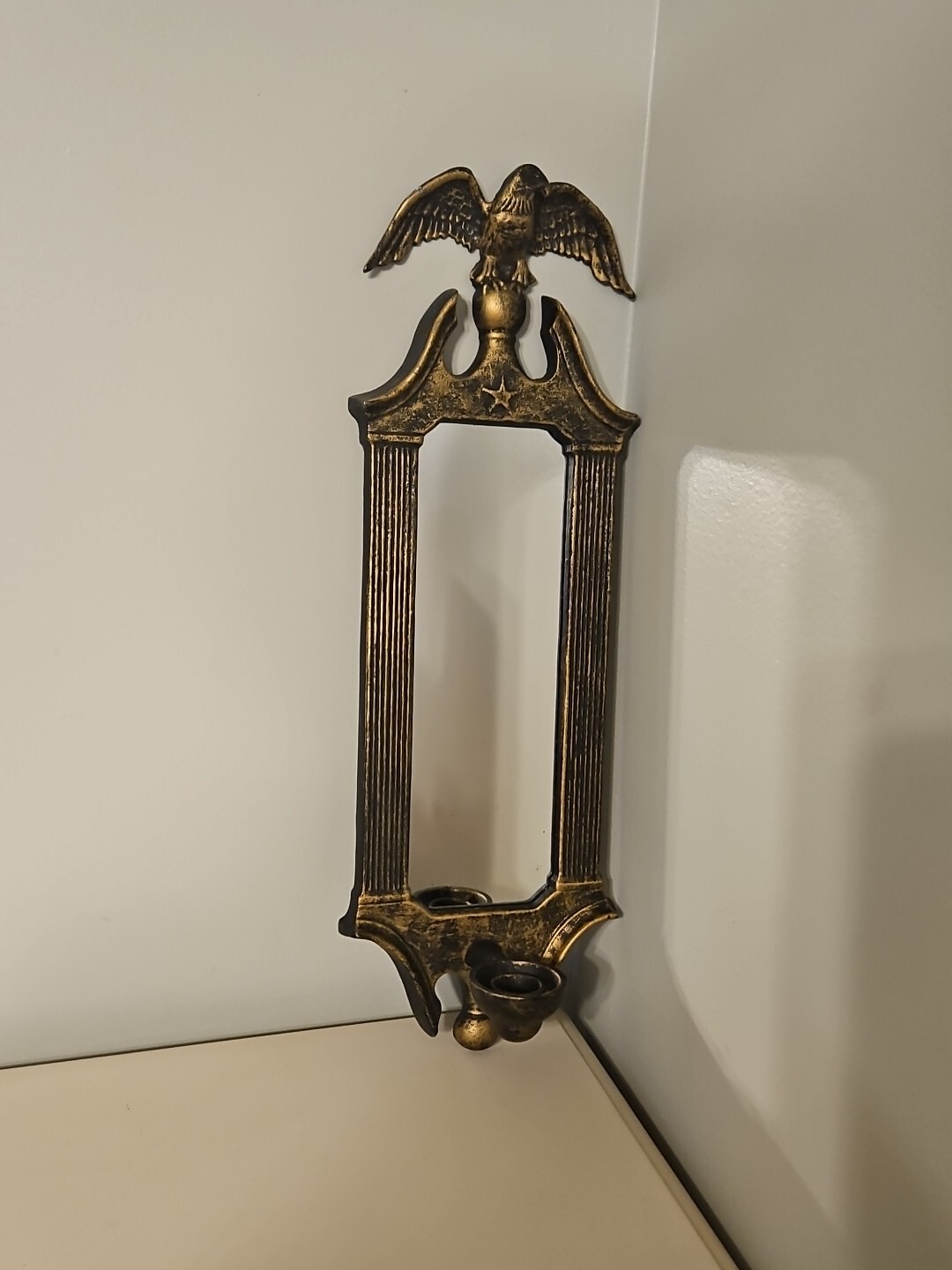 Vintage Delta Metal Eagle Mirror Wall Sconce Man Cave Military Room