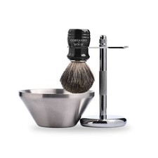 Je Co Shaving Set,Pure badger Hair Shaving Brush with Steel Stand and Steel B...
