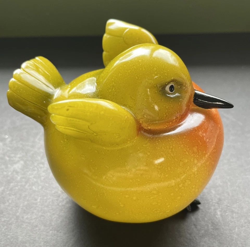 Raro vidrio moldeado plástico brillante adorno de jardín regordete Robin pájaro rojo lima negro Foto 2 de 4