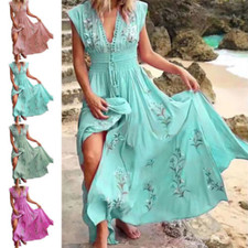 New Women Evening Party Summer Boho Long Maxi Beach Dress Ladies Floral Sundress