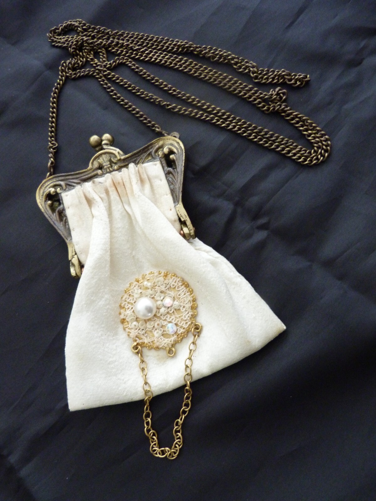 ANCIEN SAC DE Bal Argent Massif EUR 90,00 - FR