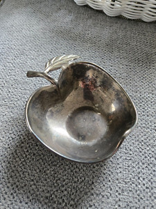 Vintage Silverplate Apple Dish Jewelry Candy Trinket Dish Apple Shape Dish