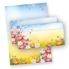 NEU Briefpapier Set Blumen floral bunt A4 Mot...