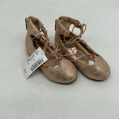 The Childrens Place Girls Rose Gold 2100103 Lace Up Strappy Ballet Flat  Size