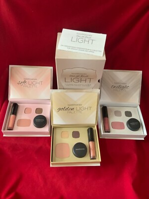 X3 PALETTES Bare Minerals LOVE AT FIRST LIGHT FOR FACE, EYES & LIPS TUTORIAL NEW