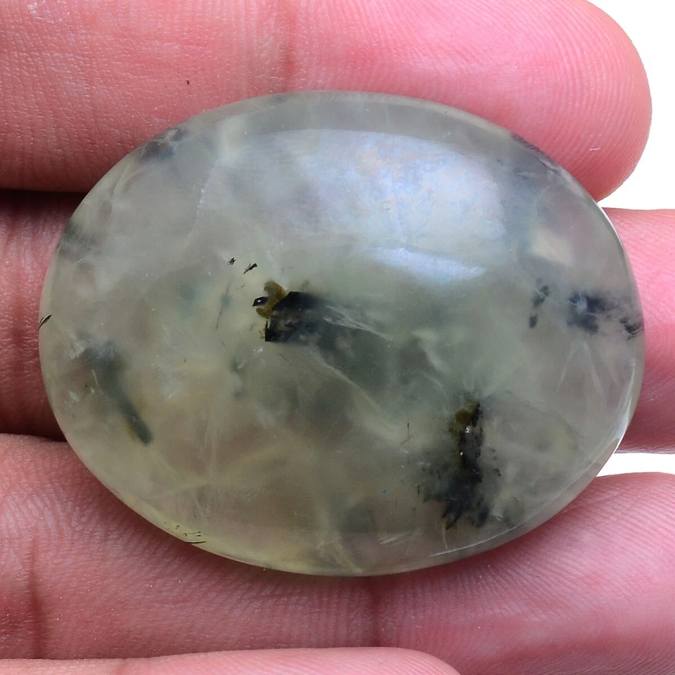 124 Cts Natürlich Prehnit Schwarz Nadeln Oval Cabochon Anhänger Größe Lose - Bild 1 von 4